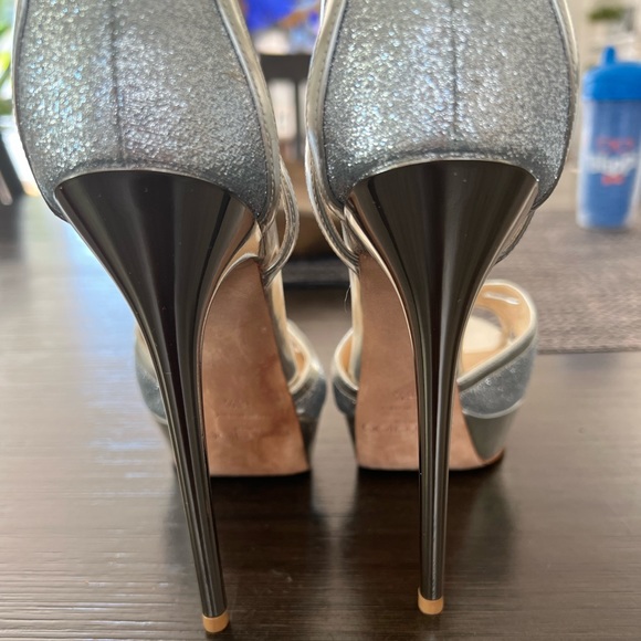 Jimmy Choo silver heels. Wore for my wedding for only a few hours. - Picture 4 of 6